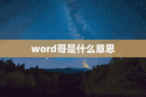 word哥是什么意思